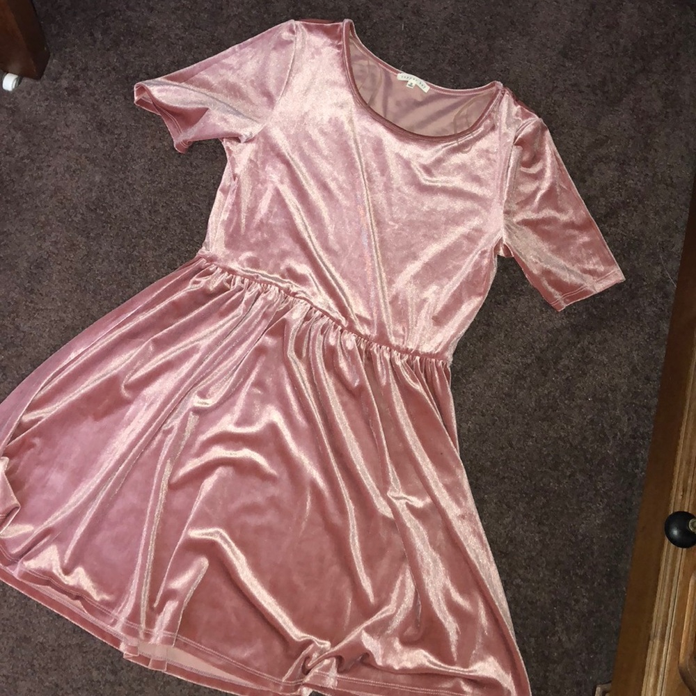 Rose gold fit and flare dress
